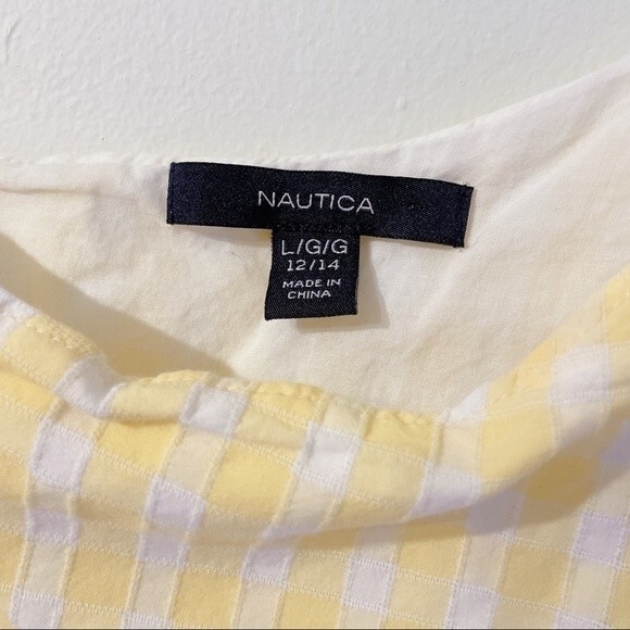 Nautica Kids Girls Yellow Plaid Summer Ruffle Strap and Bow Strap Dress - Picture 2 of 3